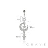 316L SURGICAL STEEL MULTI CZ MOON STAR DANGLE TWINKLE STAR BELLY BUTTON NAVEL RING 